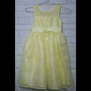 Yellow Floral Embroidered Sequins Dress 6X